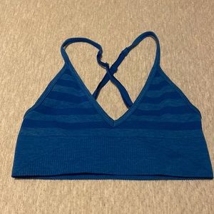 Limited edition cobalt blue stripe lululemon athletica ebb to street bra